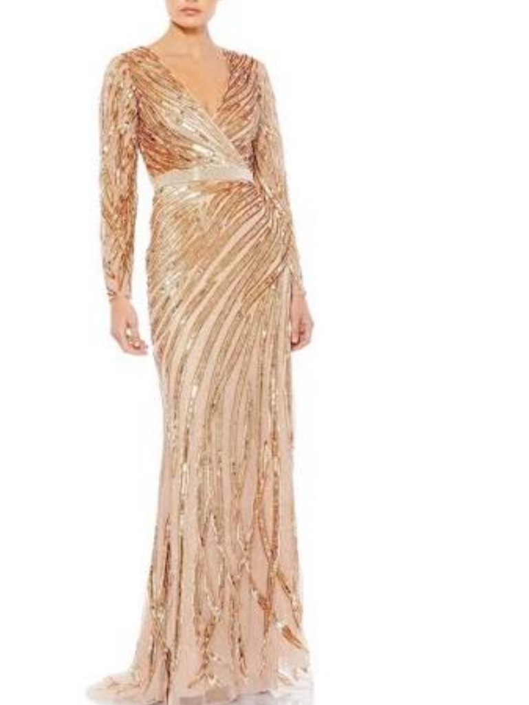 Macduggal 5438 Gold Mother Of The Bride Sequin Dress